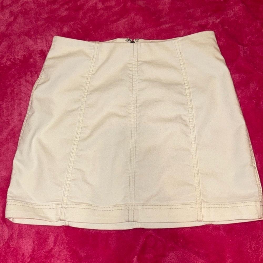 Free People White Miniskirt with zipper in back
